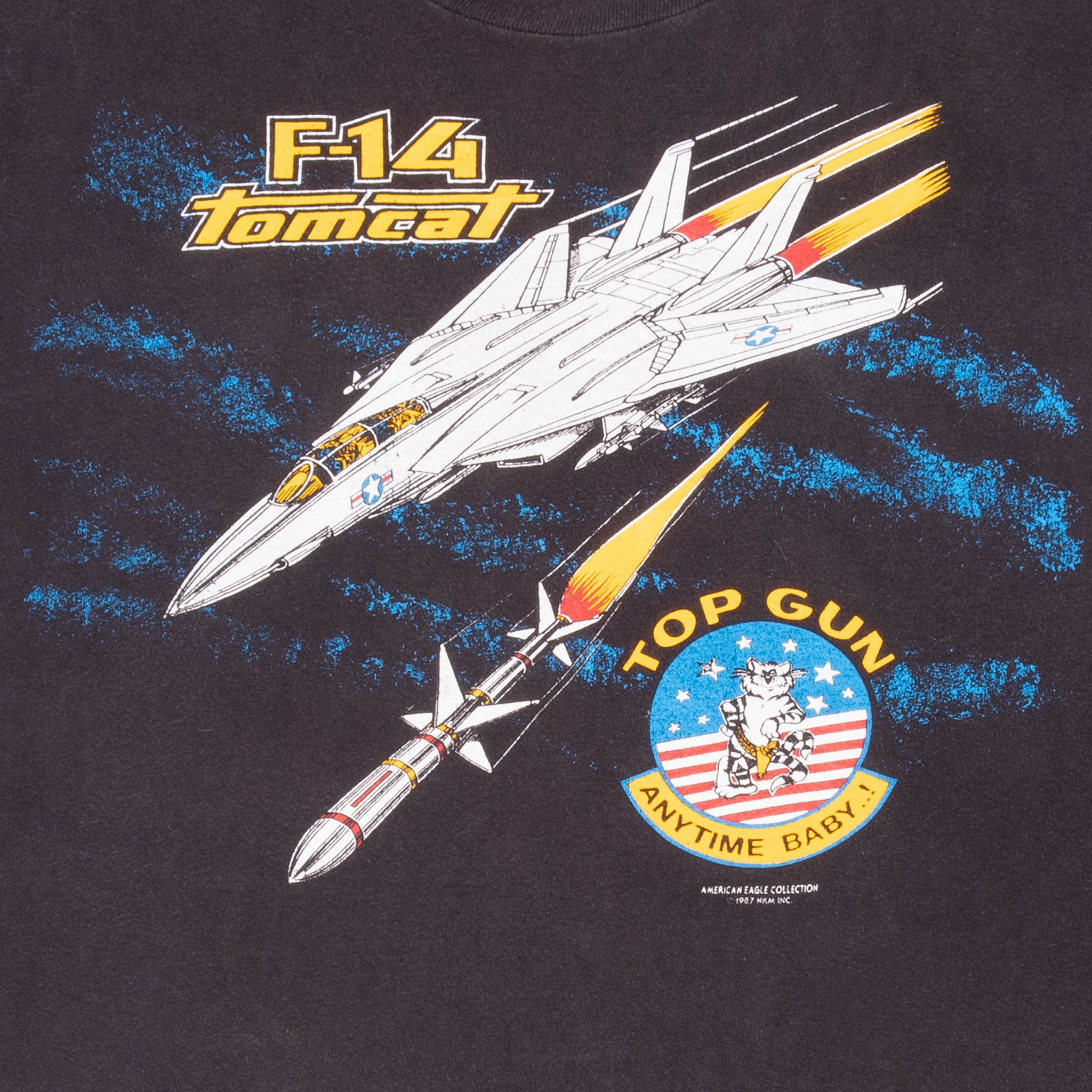 Vintage US Navy Top Gun F14 Tomcat 1987 T-Shirt XL - Made in USA - Military Apparel for Aviation Enthusiasts & Movie Fans