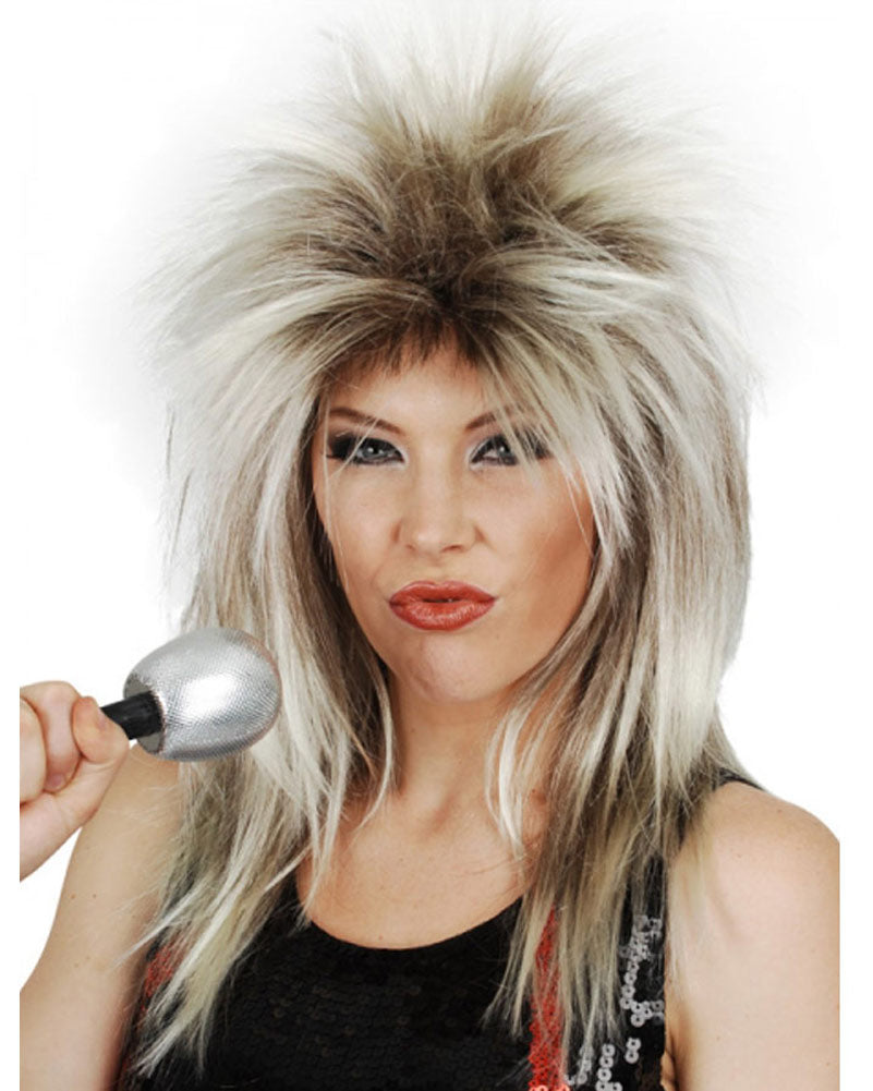 70s Tina Turner Brown and Blonde Mullet Wig - Vintage Disco Costume Wig for 1970s Theme Parties, Halloween & Cosplay