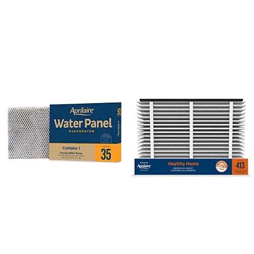 Aprilaire 413 Replacement Air Filter MERV 13 (2-Pack) & 35 Water Panel for Whole House Humidifier - Healthy Home Allergy Air Purifier Filters for Aprilaire Systems - Perfect for Allergy Relief & Indoor Air Quality Improvement in Homes & Offices