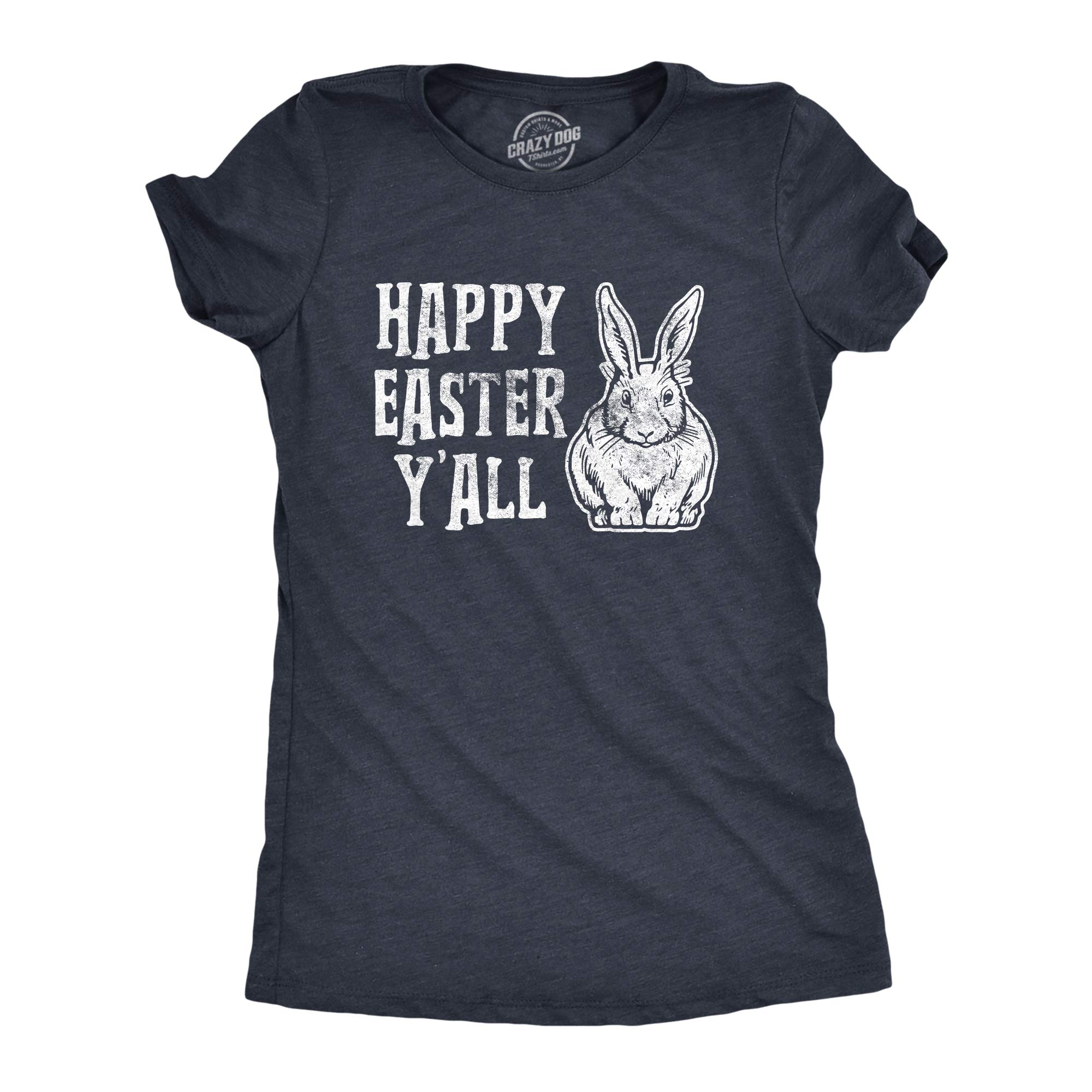 Funny Easter Bunny Saying T-Shirt for Women - Cute 'Happy Easter Y'all' Graphic Tee - Perfect Egg Hunt & Spring Gift for Her - Great for Easter Parties, Family Gatherings & Festive Outfits