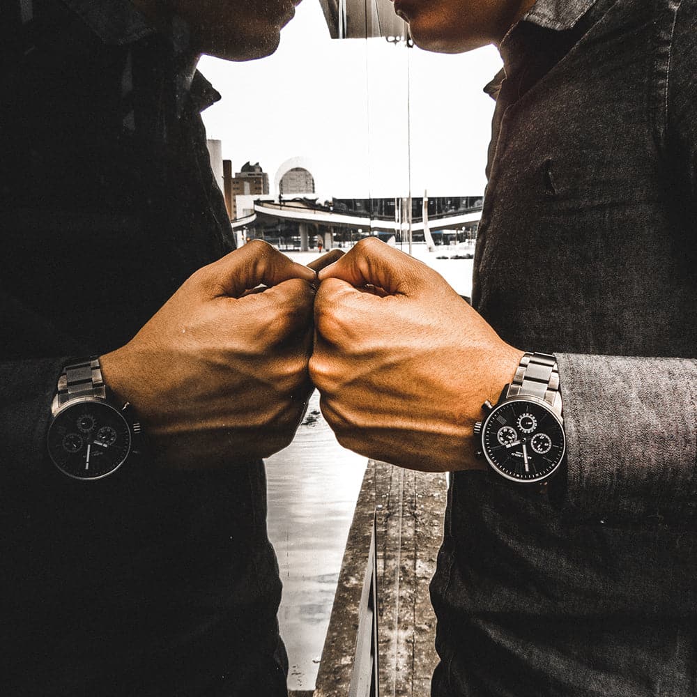 ARIES GOLD URBAN ETERNAL G 103 & B 103 Black Couple Watches - Luxury Matching Timepieces for Anniversary Gifts & Romantic Date Nights