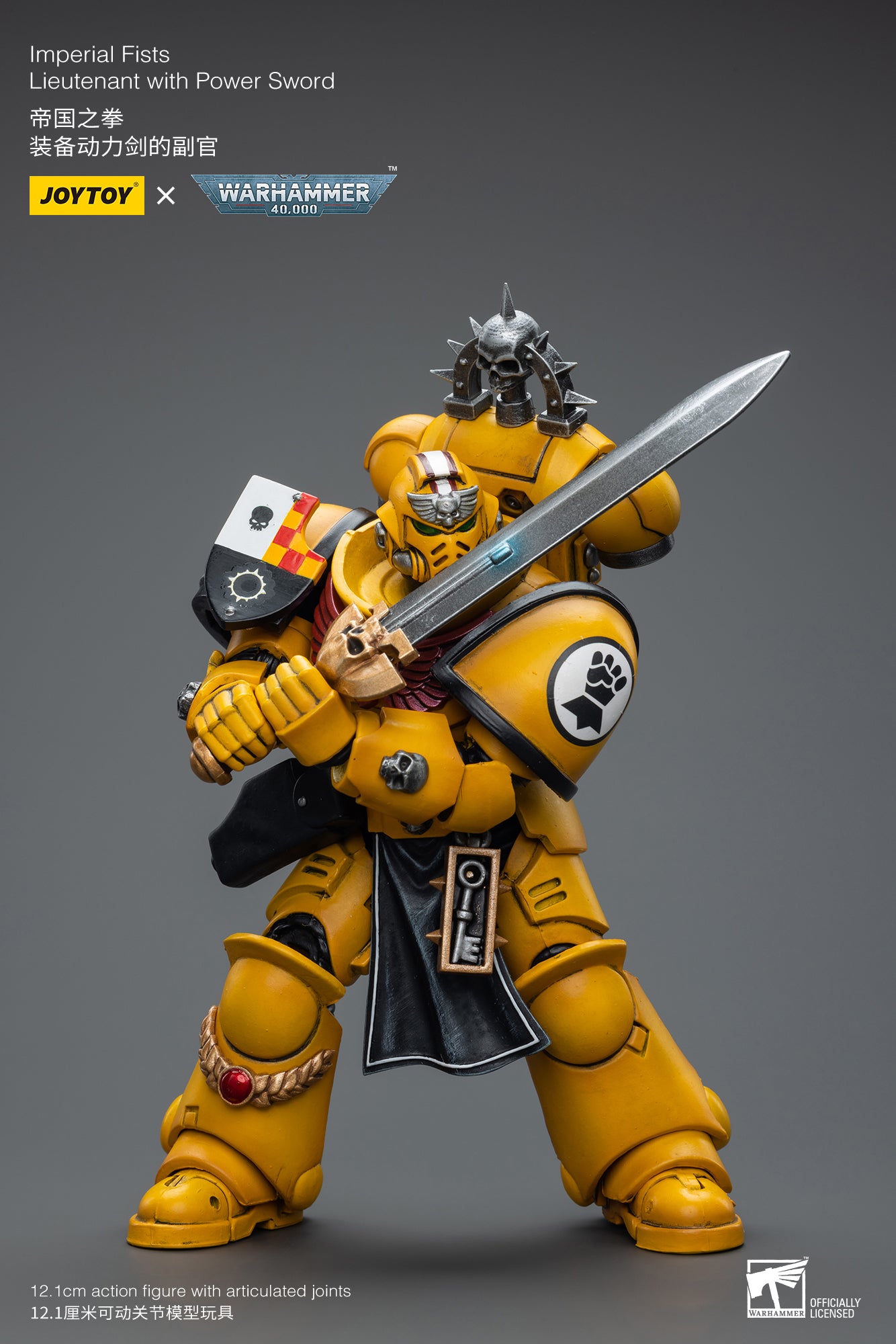 1/18 JOYTOY Warhammer 40K Imperial Fists Lieutenant Action Figure with Power Sword - Collectible Miniature for Tabletop Gaming & Display