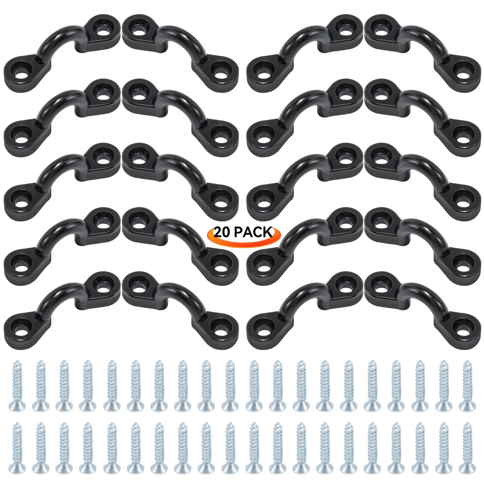 Goture Kayak Pad Eyes Kit - 10pcs/20pcs Stainless Steel Deck Loops with Screws, Heavy Duty Tie Down Hardware for Kayak & Boat Deck Rigging - Perfect for Kayak Accessories, Canoe Tie Downs and Marine Applications