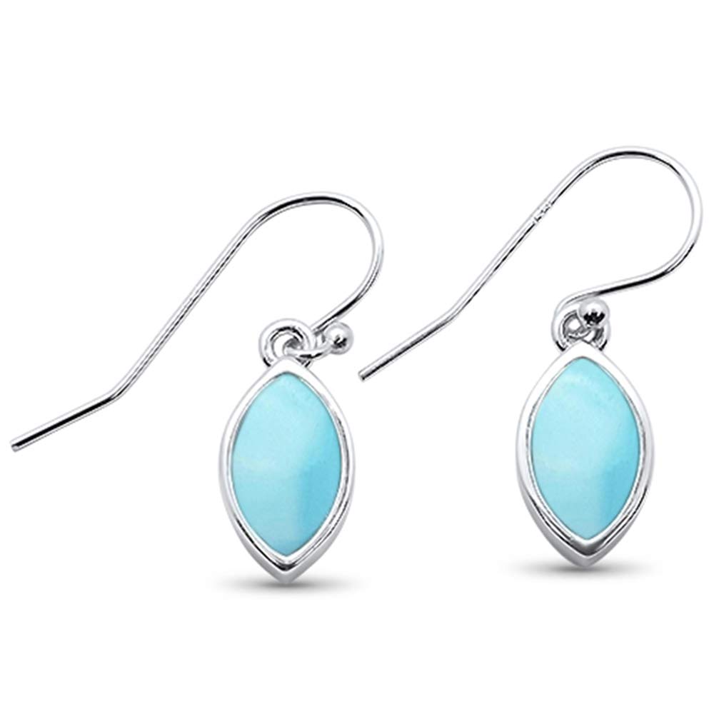 Natural Larimar Sterling Silver Drop Earrings for Women - Handmade Dangle Jewelry for Casual Wear, Parties & Special Occasions