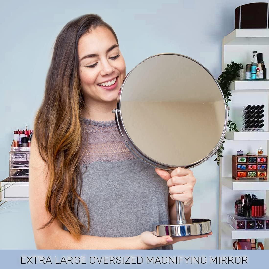 XXLarge Oversized 3X Magnifying Mirror with Stand - Double Sided 3X/1X Magnification - 17