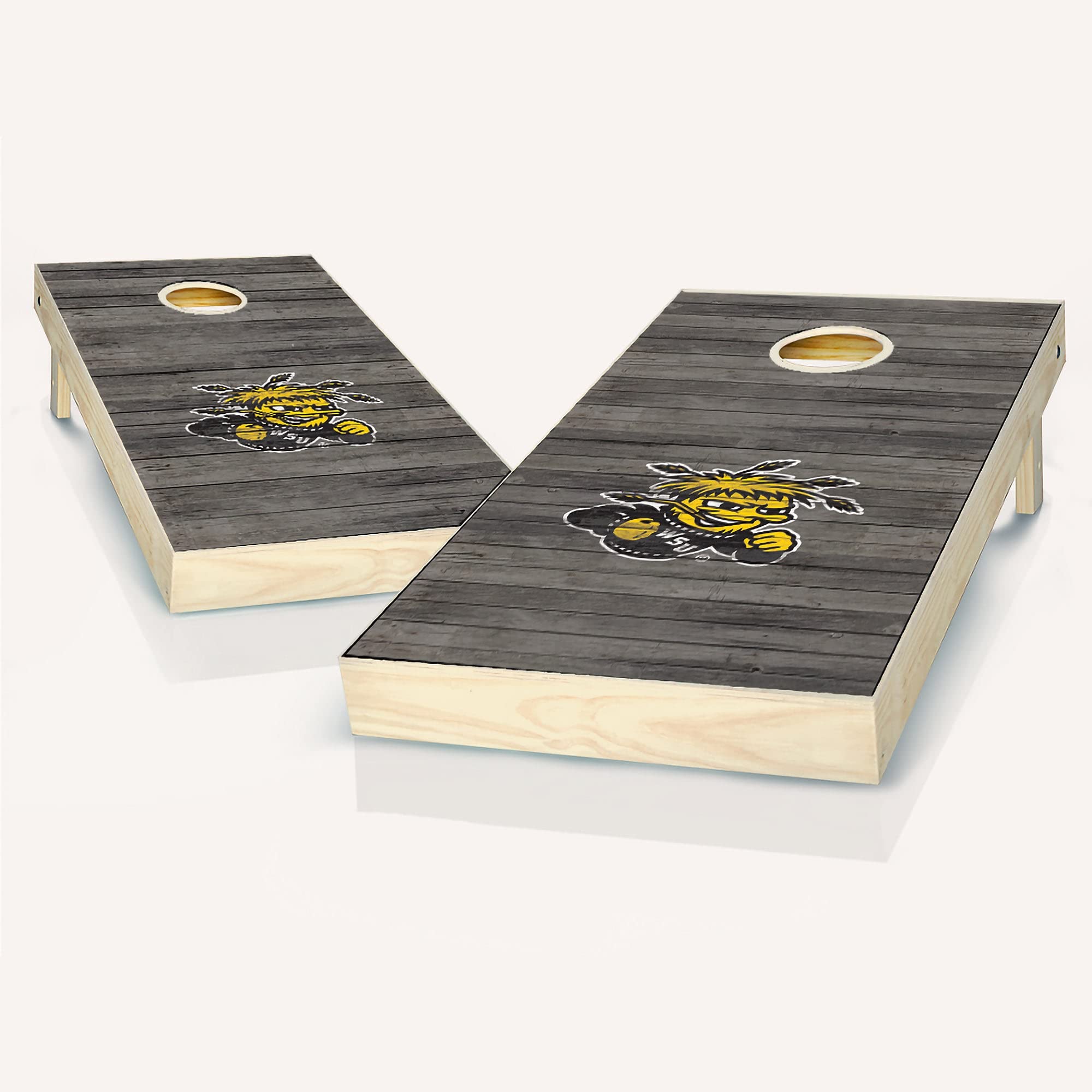 Premium Wichita Distressed Cornhole Game Set - 2 Wooden Boards & 8 Bean Bags for Outdoor Parties, Tailgating, and Backyard Fun - Classic American Yard Game for Adults and Kids