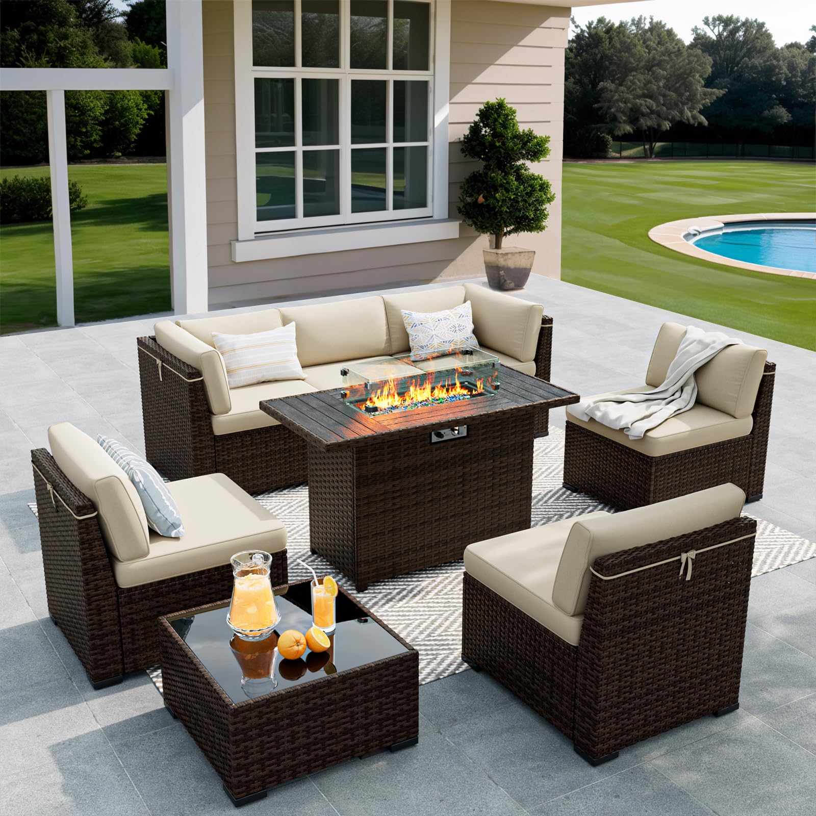 8-Piece Outdoor Patio Furniture Set with 44
