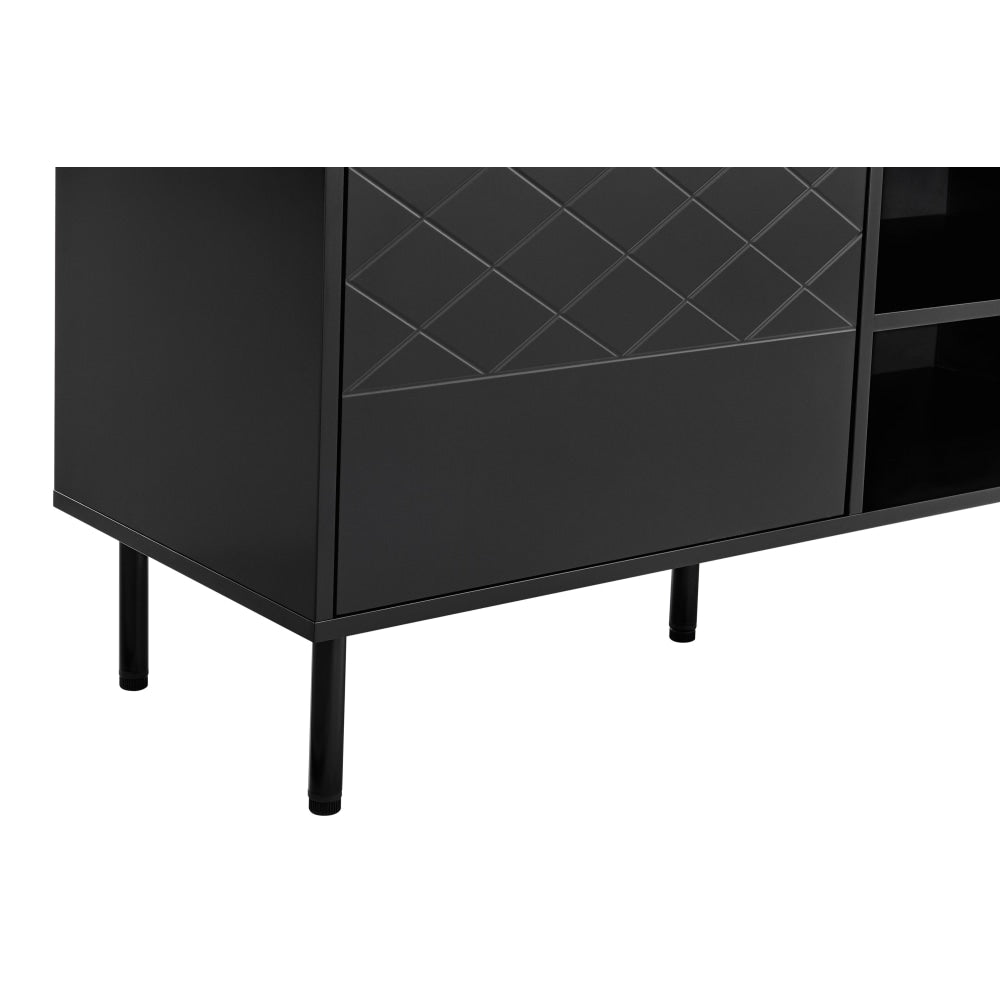 Christian Lowline 160cm Black TV Stand Entertainment Unit with Storage Cabinet - Perfect for Living Room, Bedroom & Home Theater Setup