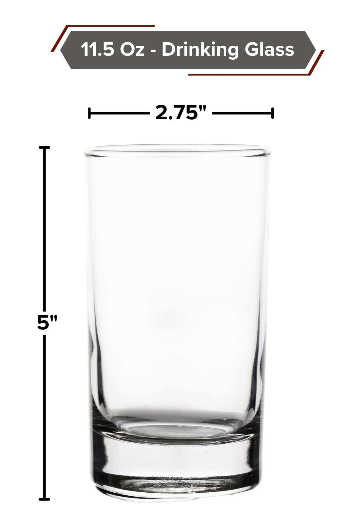 Premium 11.5oz Clear Glassware Set of 4 - Tall Drinking Glasses for Water, Juice, Wine, Iced Coffee & Cocktails - Durable Modern Drinkware for Kitchen, Bar & Restaurant Use - Perfect for Entertaining, Parties & Everyday Refreshments