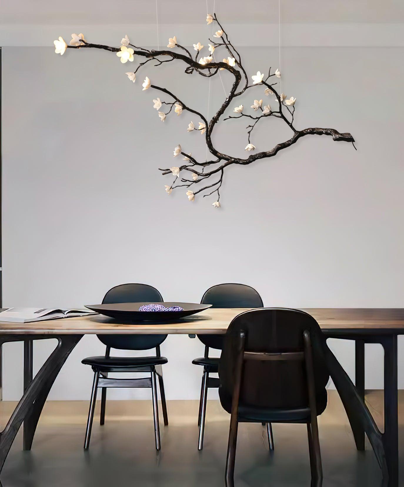 Elegant Branch Flower Chandelier - Rustic Floral Ceiling Light Fixture for Dining Room, Bedroom, or Wedding Decor