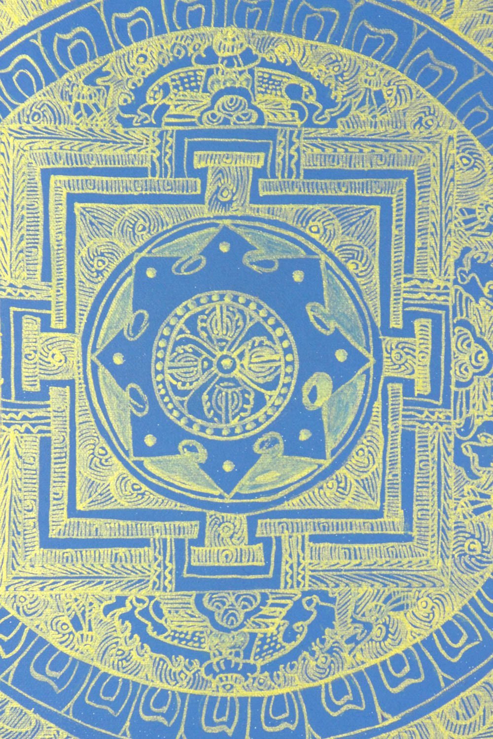 Hand Painted Double Dorje Mandala Wall Art - Tibetan Buddhist Meditation Decor for Home, Office & Yoga Studio