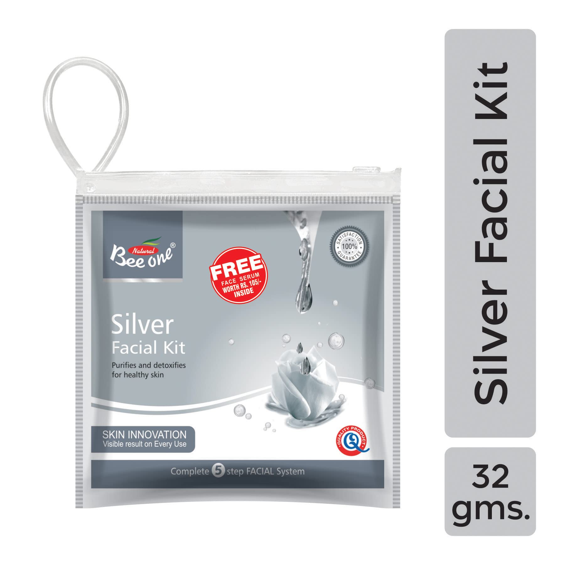 BEE ONE Silver Facial Kit - 32g | Anti-Aging & Skin Brightening Skincare Set for Glowing Complexion | Perfect for Daily Beauty Routine & Spa Treatments