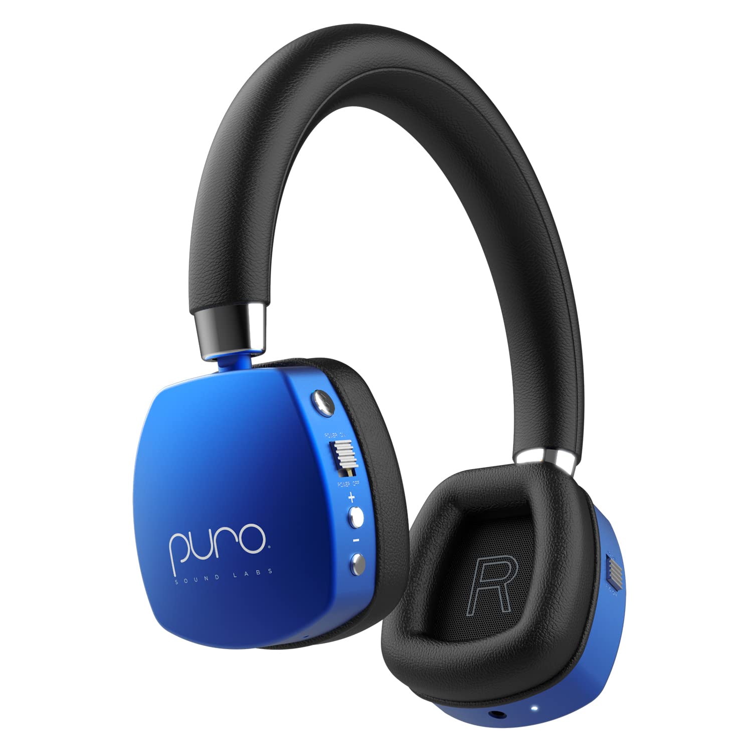PuroQuiets Kids Bluetooth Headphones with Active Noise Cancelling - Volume Limited Safe Listening, Built-in Mic, Studio-Grade Sound - Lightweight On-Ear Design (Dark Blue) - Perfect for School, Travel & Online Learning