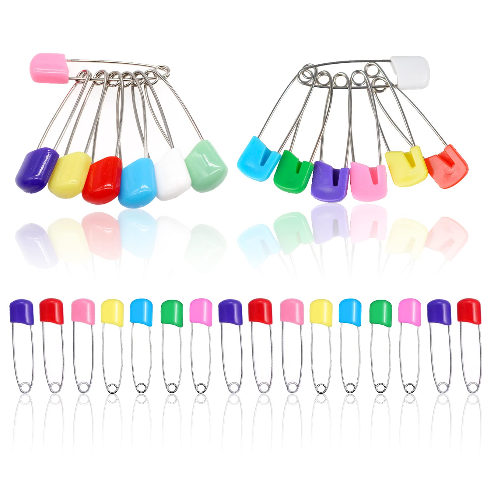 60 PCS Baby Safety Pins - 2.2 Inch Plastic Head Diaper Pins for Baby Clothes, Nappies, Crafts, Quilting & Sewing (Assorted Colors) | Secure Fastening for Infant Wear, DIY Projects & Fabric Arts