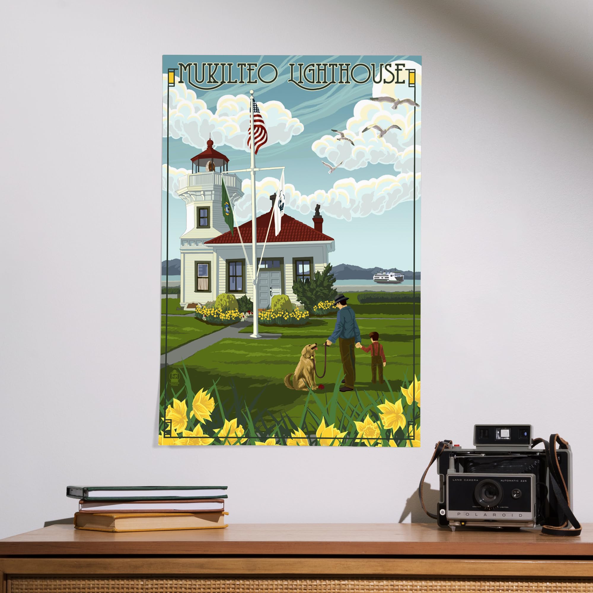 Lantern Press 16x24 Inch Premium Giclee Art Print - Mukilteo Lighthouse Washington Coastal Wall Decor - Perfect for Living Room, Bedroom & Office