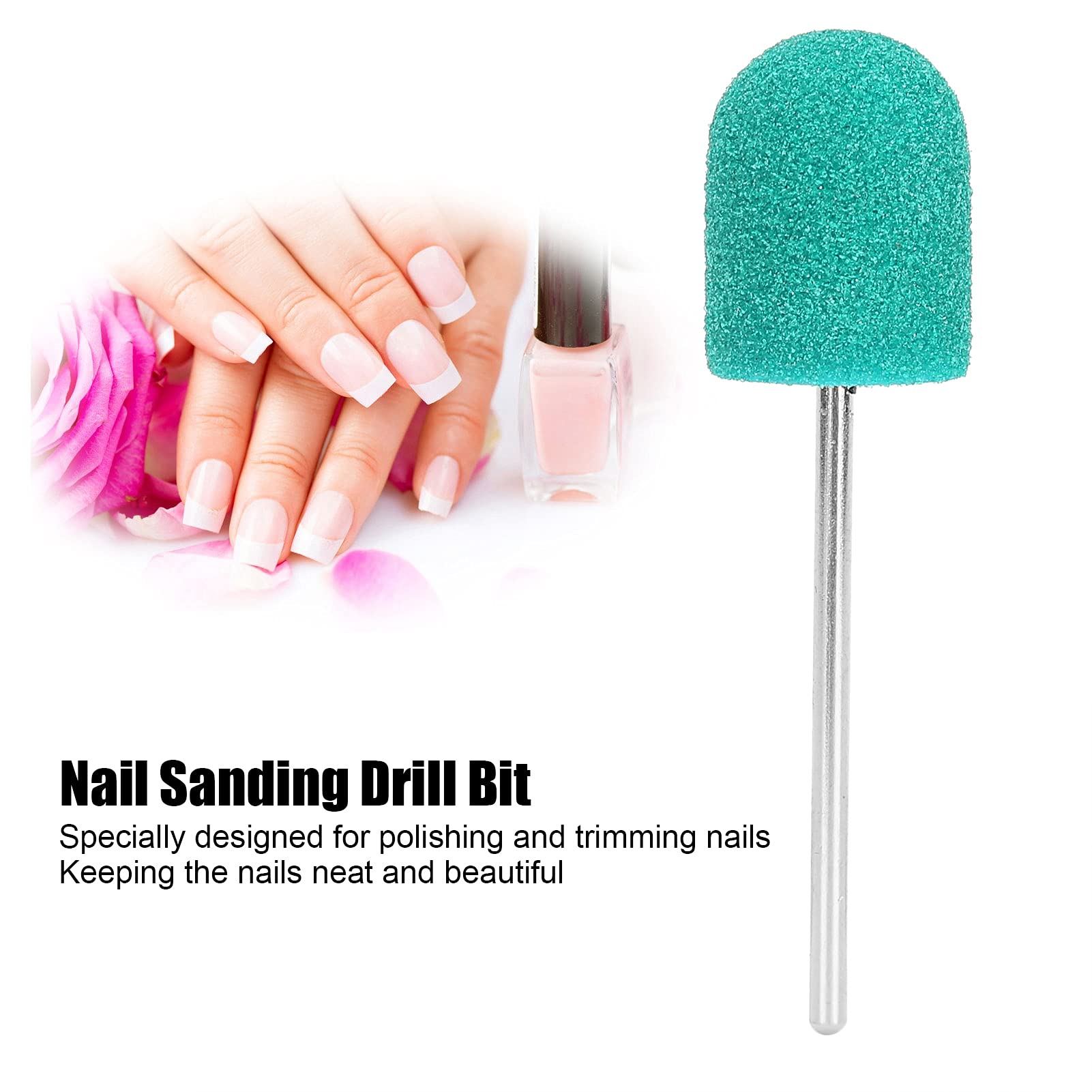 2 Pack Nail Drill Bits Set - Fine Grit Sanding Bits with Shaft for Professional Nail Salon & Home Manicure | Lightweight, Easy to Store, Green Nail Art Tools for Acrylic, Gel & Natural Nails
