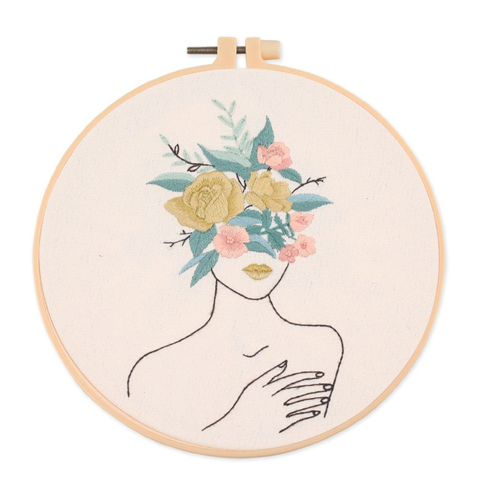 Yinrunx Girls Body and Flowers Embroidery Kits - DIY Embroidery Starter Kit for Women, Perfect Gift for Wife - Creative Handicraft for Home Decor & Relaxation