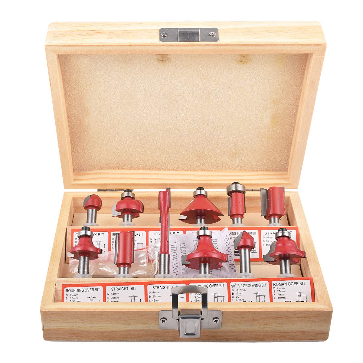 15pcs Tungsten Carbide Router Bit Set - 1/4