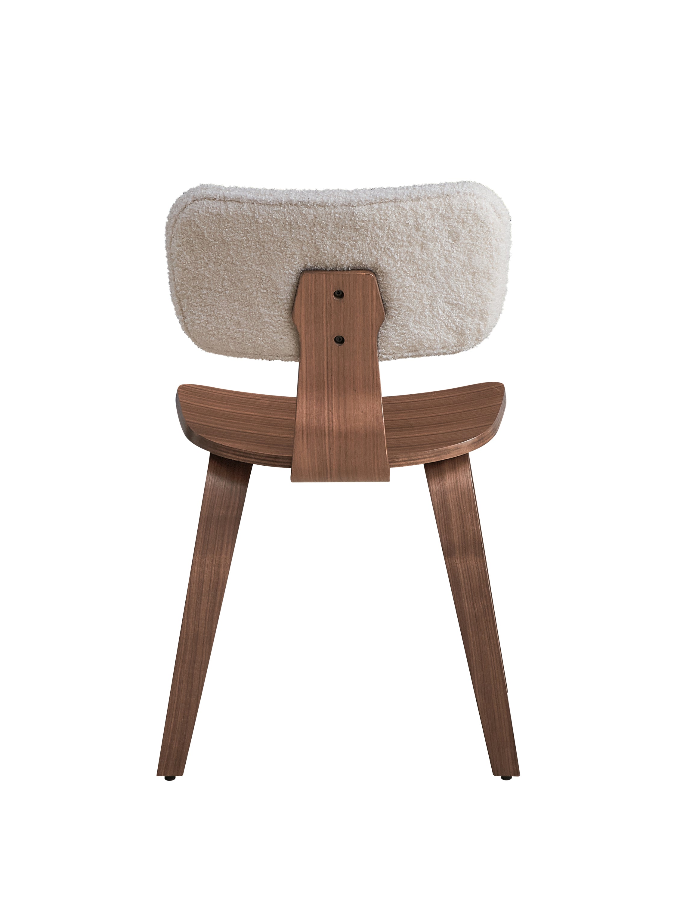 Casson White Boucle Fabric Upholstered Side Chairs with Walnut Finish - Set of 2 Modern Dining Chairs for Kitchen, Breakfast Nook or Small Space Decor