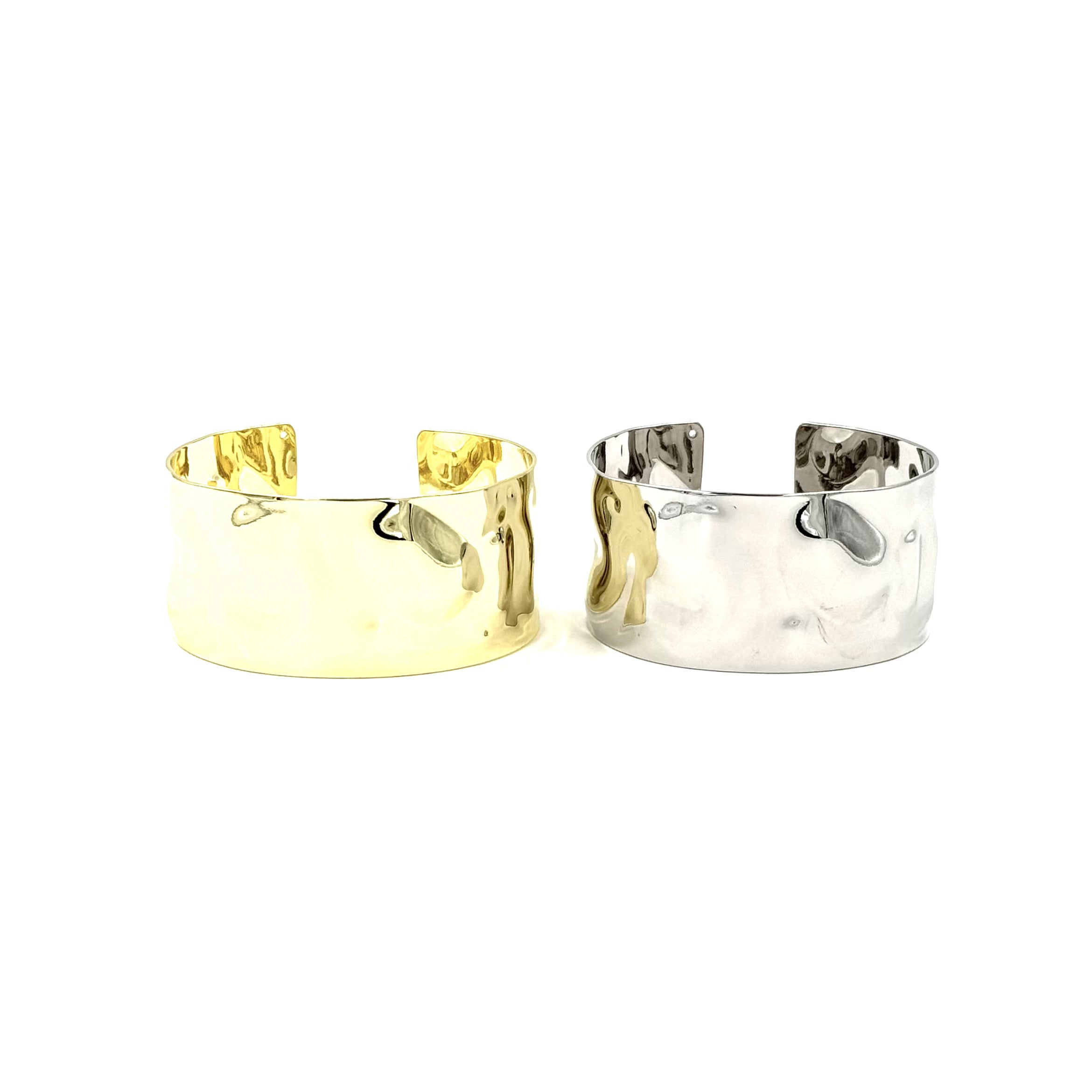 Ashley Gold Stainless Steel Hammered Cuff Bracelet for Women - Elegant Hammered Design Jewelry for Everyday Wear & Special Occasions