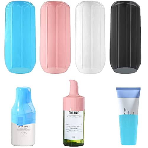 MAYCREATE® 4 Pack Leakproof Silicone Sleeves for Travel Bottles - Reusable Toiletry Container Covers, Anti-Spill Elastic Protectors for Shampoo, Lotion & Spray Bottles - Perfect for Airplane Travel, Gym & Vacation Essentials