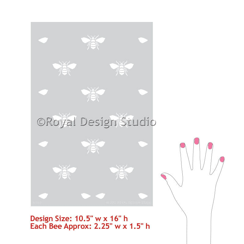 Bee Stencil for Crafts - The Buzz Allover Design | Perfect for DIY Projects, Wall Art, and Home Decor