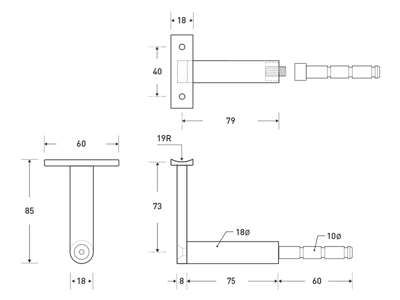 HB 510 Heavy Duty Stainless Steel Handrail Brackets - Wall Mounted Railing Supports for Stairs, Decks & Balconies - Indoor/Outdoor Use