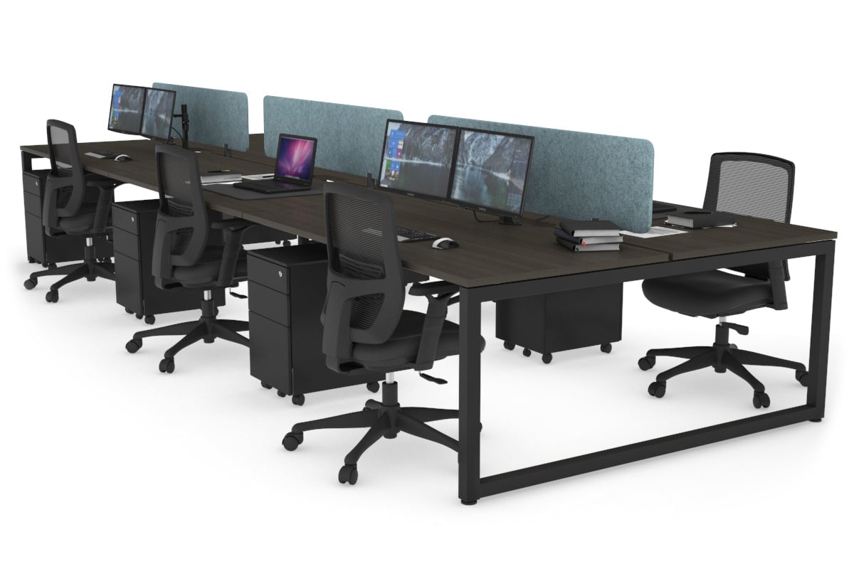 Quadro Loop Legs 6-Person Office Workstation Desk - 1800L x 800W with Cable Management | Modern Collaborative Workspace Solution for Team Projects & Open Office Layouts
