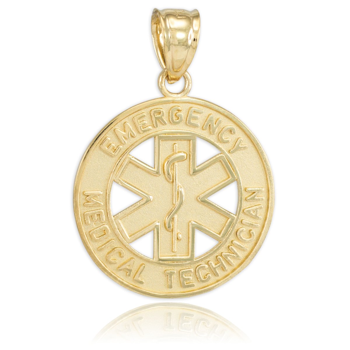 10K Yellow Gold EMT Charm Necklace - Emergency Medical Technician Star of Life Pendant for First Responders, Nurses & Healthcare Workers - Perfect for Gifts, Appreciation & Everyday Wear