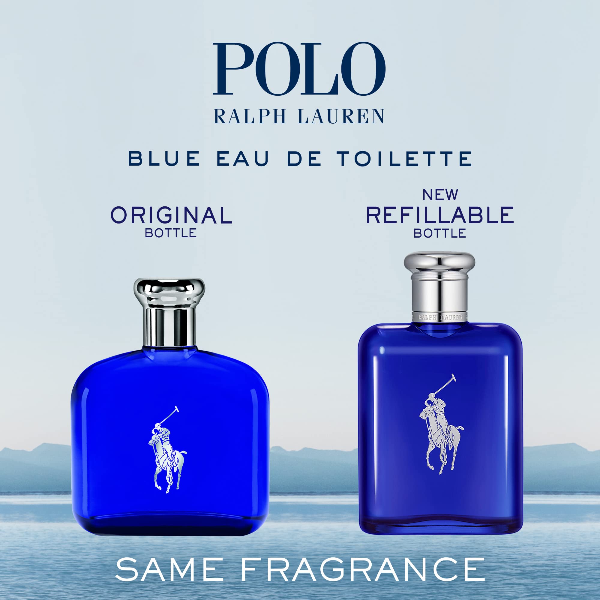 Ralph Lauren Polo Blue Eau de Toilette for Men - Aquatic Fresh Cologne with Citrus, Sage & Suede Notes - Medium Intensity Fragrance - Perfect for Daily Wear, Office & Special Occasions