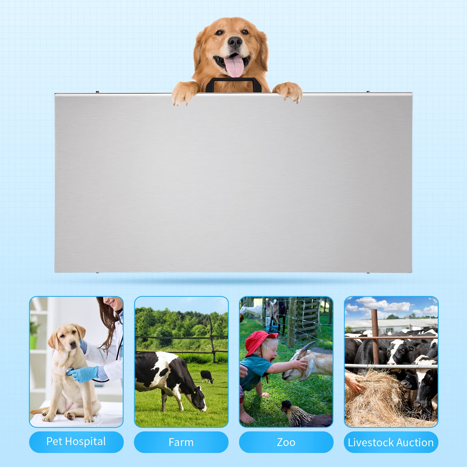 Heavy Duty Digital Veterinary Scale 440LB - Large 41x20.8 Inch Platform Scale with Power Adapter for Livestock, Pets, Cats, Dogs & Cattle | Perfect for Vet Clinics, Farms, and Animal Weighing Stations