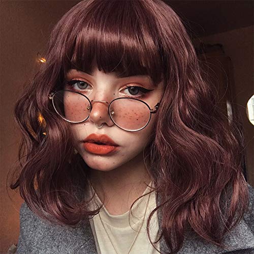 Short Wavy Synthetic Wig with Bangs for Black Women - 14