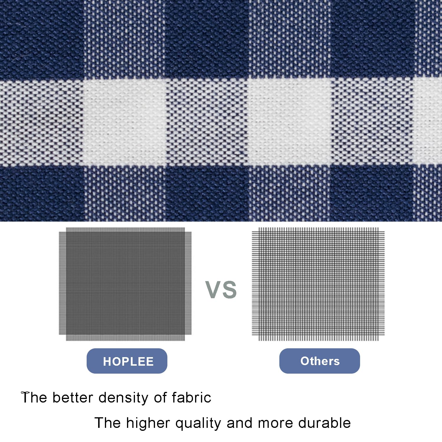 Premium HOPLEE 20x20 Inch Plaid Pillow Covers Set of 4 - Navy Blue Buffalo Plaid, Solid Navy, Stripe & Gingham Designs for Sofa, Bed & Home Decor