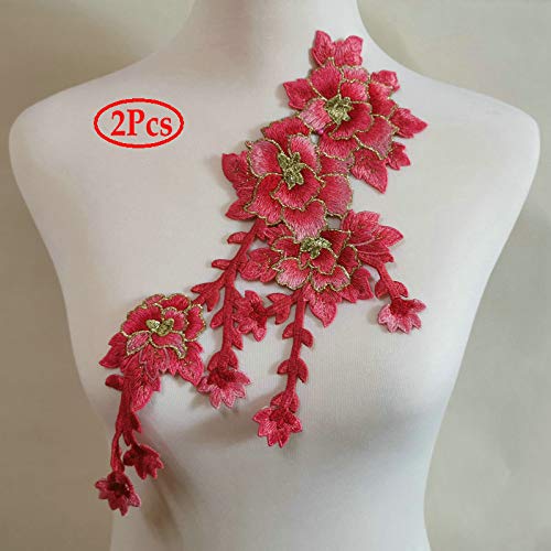 Vibrant Multi-Color Embroidery Lace Patches for DIY Clothing & Accessories - Ethnic Style Sew-On Appliques (Orange Red) - Perfect for Jackets, Jeans, Bags & Home Decor