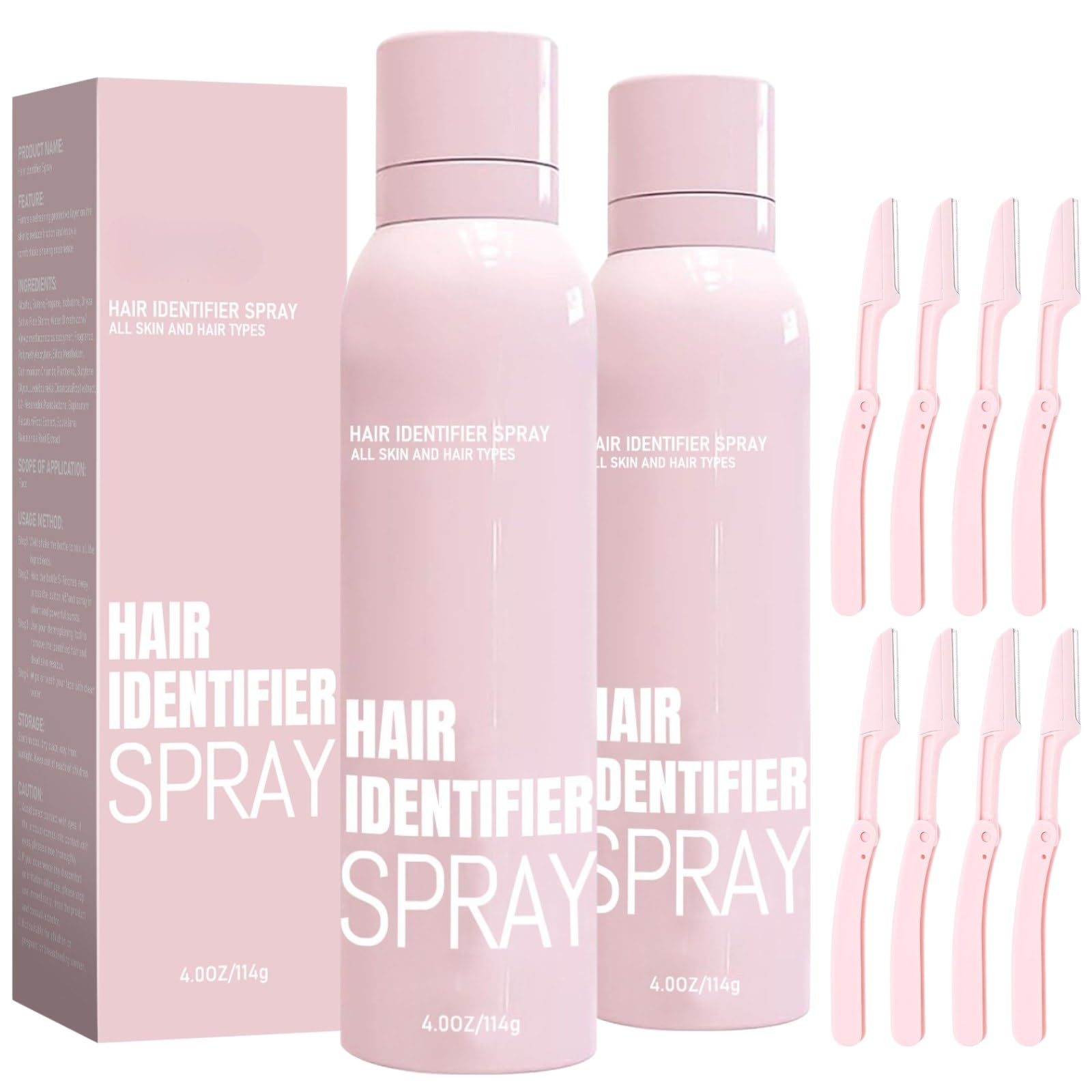 2 Pack Hair Identifier Spray for Face Shaving - Skin & Facial Hair Detection Spray with Razors - Moisturizing & Skin Care Set for Men's Grooming | Perfect for Pre-Shave Preparation & Sensitive Skin Care