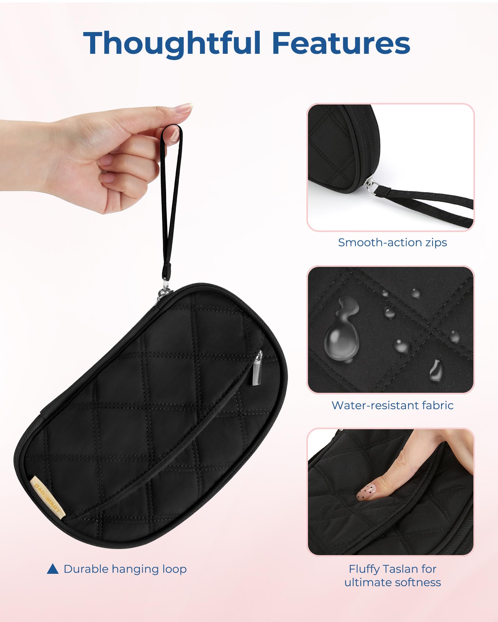 BAGSMART Travel Electronics Organizer - Puffer Cable Organizer Bag for Charger, Phone, Flash Drive & Accessories | Compact Tech Case for Women | Perfect for Business Trips, Vacations & Daily Commute (Black)