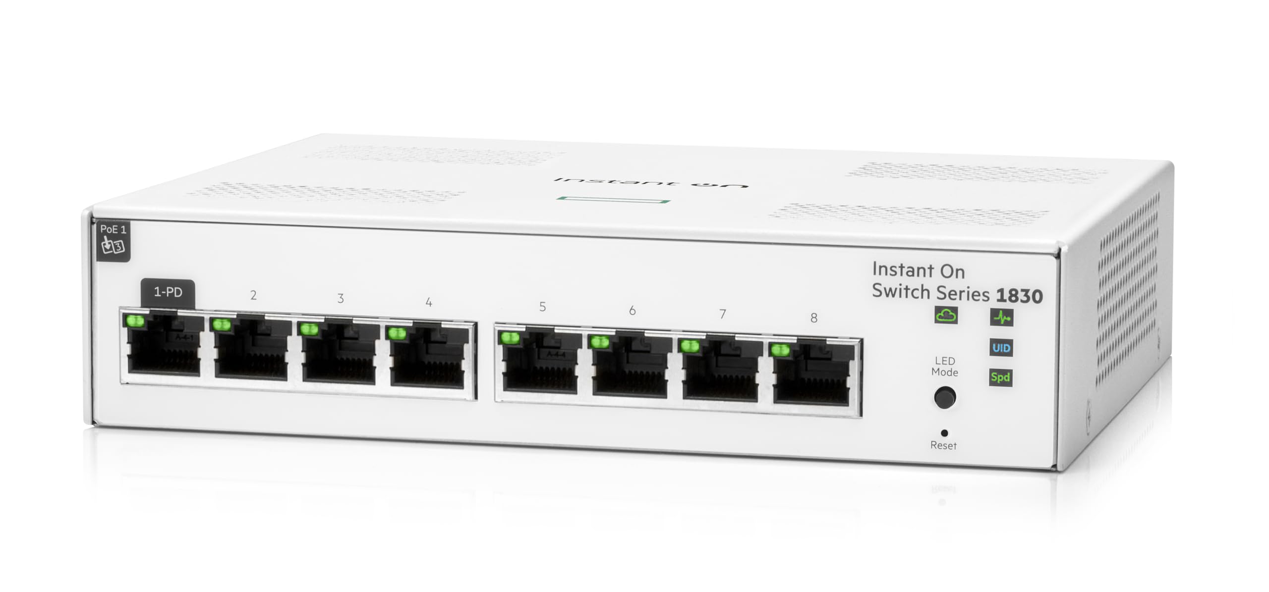 HPE Networking Instant On 1830 8-Port Gigabit Smart Managed Layer 2 Ethernet Switch | 8x 1G Ports | Fanless Design | UK Power Cord (JL810A#ACC) | Ideal for Small Business Networks & Home Offices