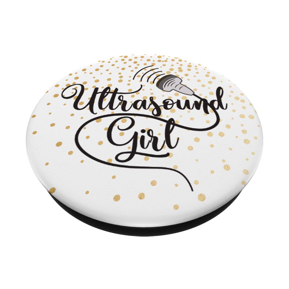 Ultrasound Girl Sonographer Design Gold Dots PopSockets - Phone & Tablet Grip Stand with Swappable Top - Perfect for Medical Professionals, Students & Healthcare Workers