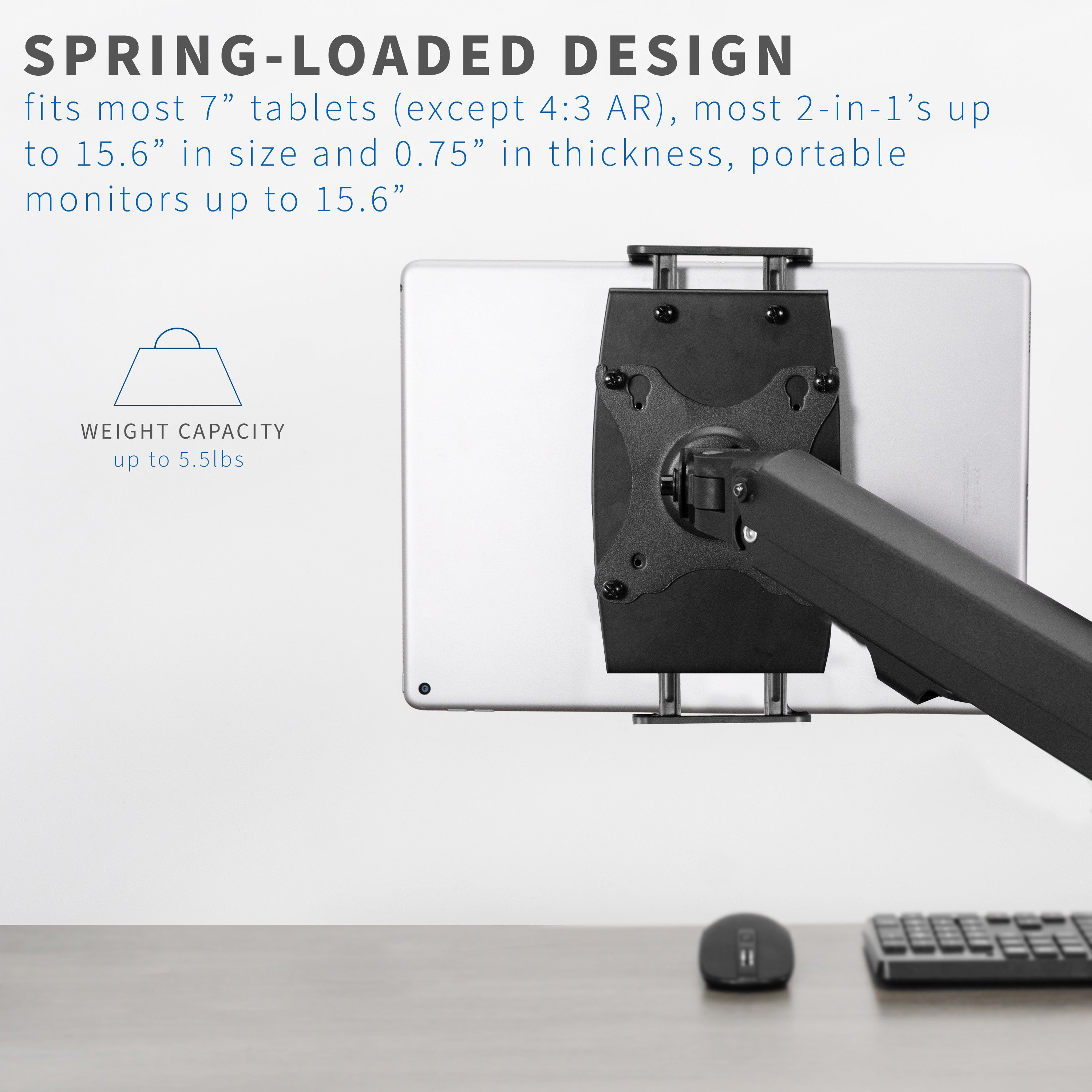 Universal VESA Mount Holder for Tablets, 2-in-1 Laptops & Portable Monitors - Adjustable Stand for Home Office, Gaming & Workspace Setup