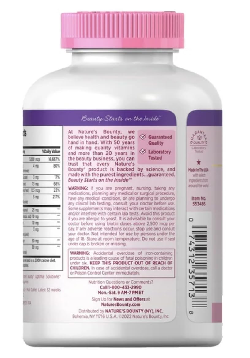 Nature's Bounty Hair Skin & Nails Supplement with Biotin & Collagen - 250 Softgels (2 Pack) - Promotes Healthy Hair Growth, Strong Nails & Glowing Skin for Women & Men