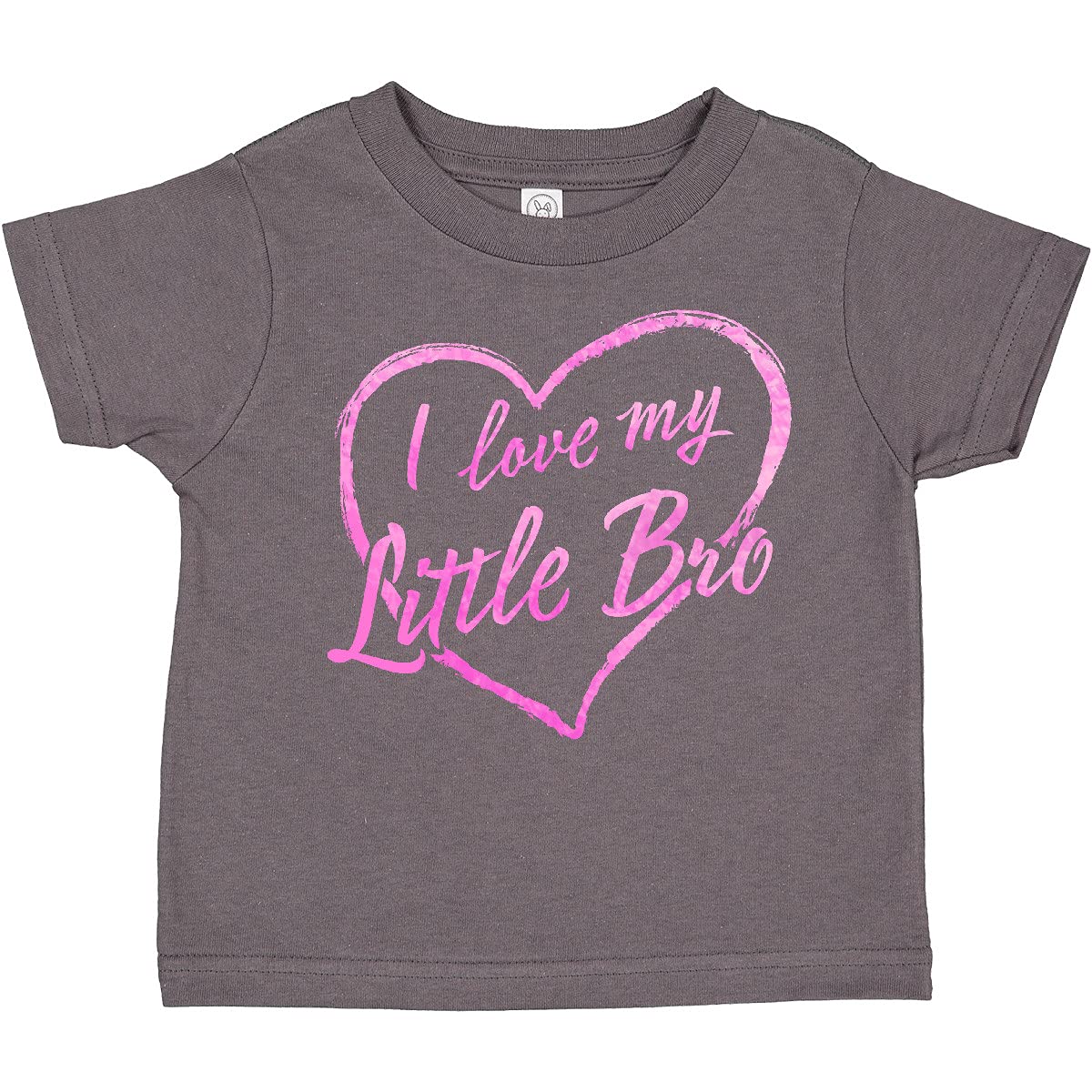 Inktastic I Love My Little Brother Toddler T-Shirt - Pink Chalk Heart Design | Cute Sibling Matching Outfit for Family Photos & Special Occasions