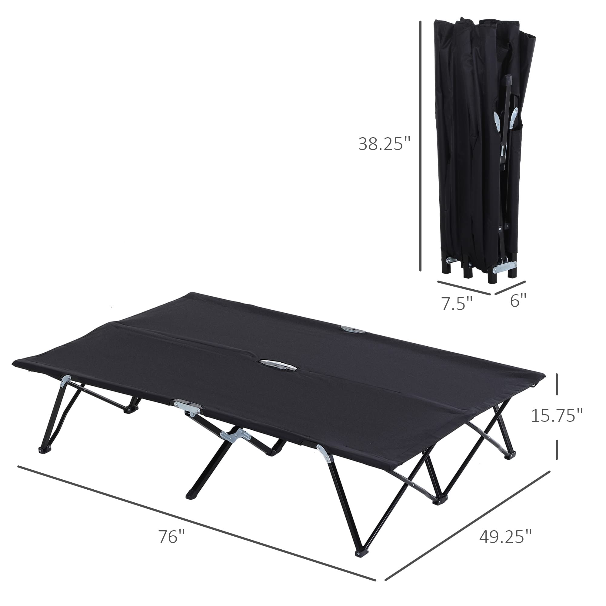 Outsunny 2 Person Folding Camping Cot for Adults - 50