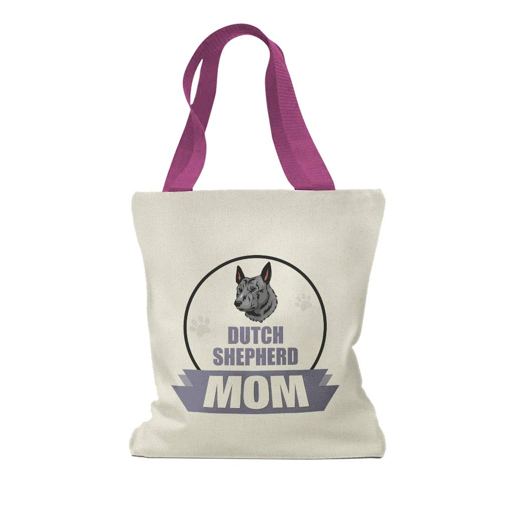 Custom Dutch Shepherd Dog Print Canvas Tote Bag - Reusable Shopping & Beach Bag for Women - Hot Pink Design - Perfect for Groceries, Travel & Everyday Use