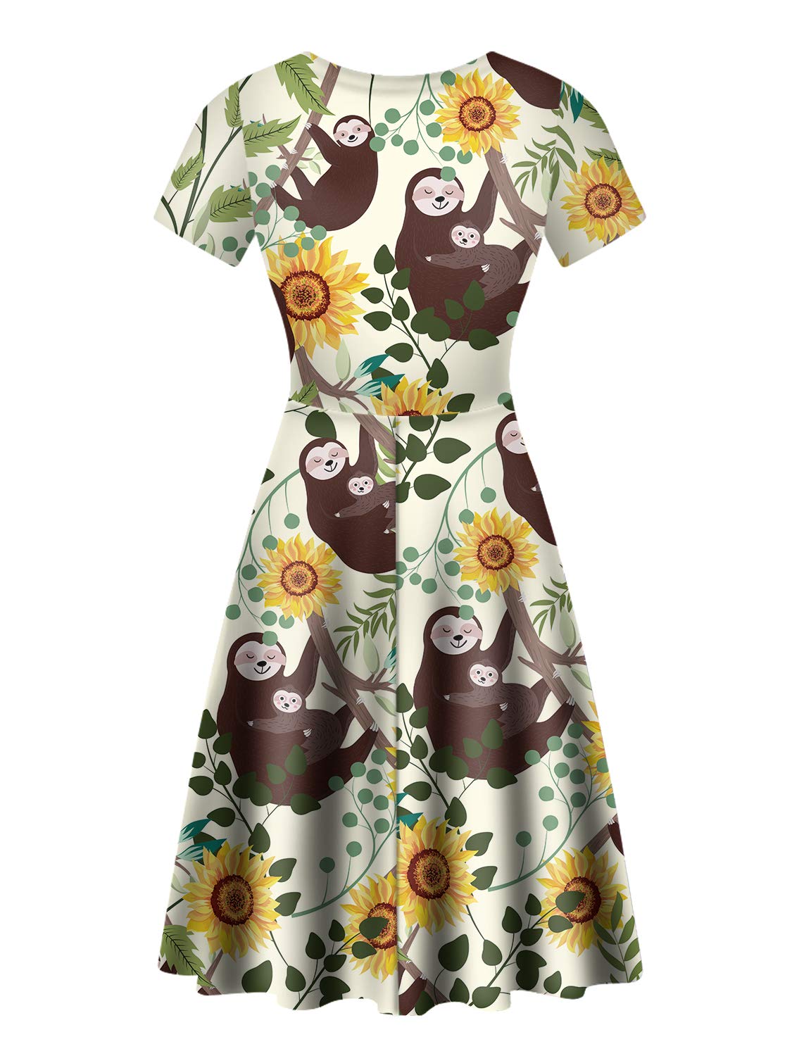Floral Print Short Sleeve A-Line Flared Midi Dress for Women | Cocktail Party & Evening Wear | Summer Wedding Guest Dress & Garden Party Outfit