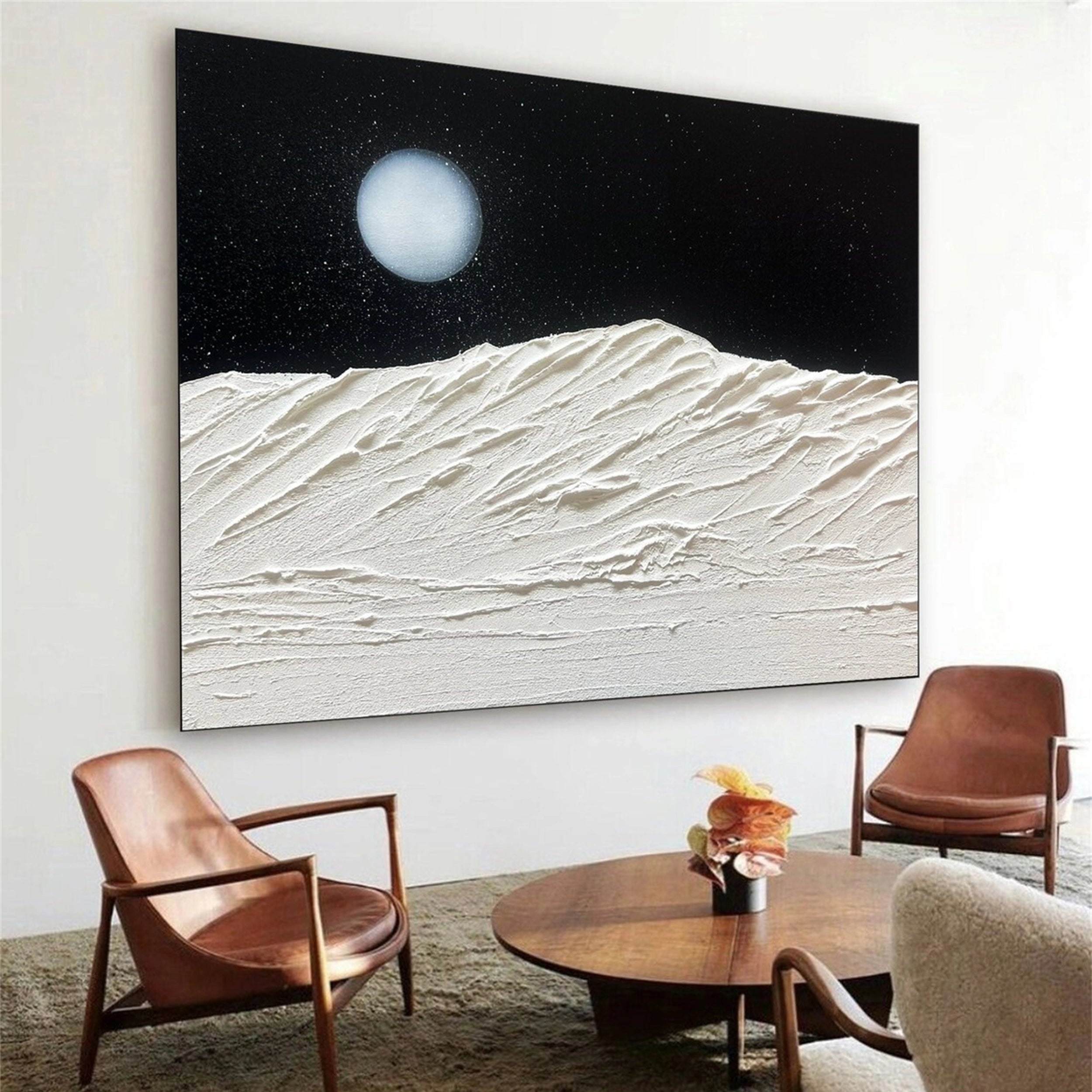 Black and White Textured Minimalist Wall Art Print #MZ060 - Modern Abstract Canvas Painting for Living Room, Bedroom & Office Decor