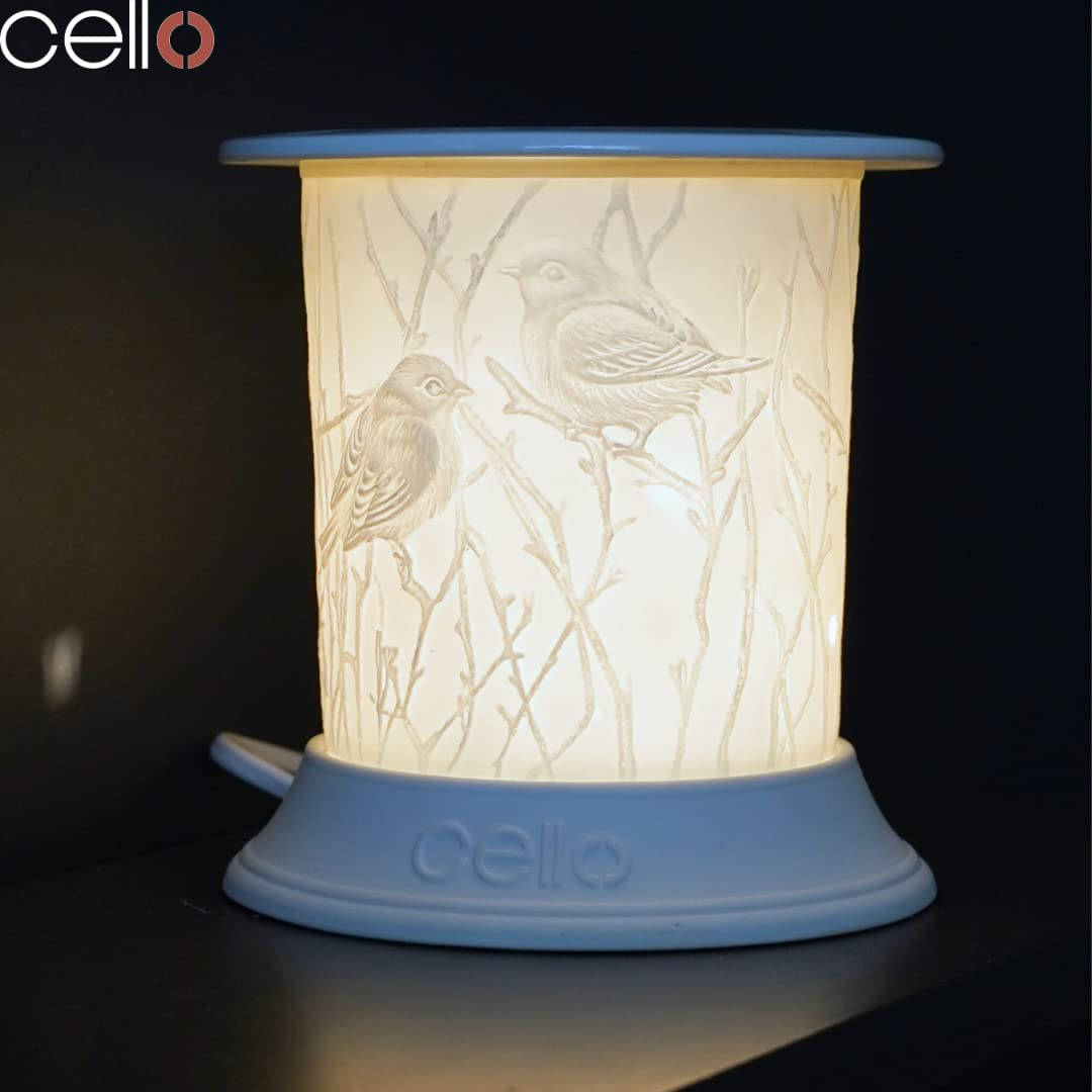 Cello Electric Wax Warmer - Porcelain Straight Bird Design for Home Aromatherapy | Perfect for Living Room, Bedroom & Office Relaxation