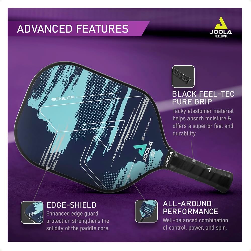 JOOLA Seneca CDS 16 Pickleball Paddle - Premium Carbon Fiber Surface for Enhanced Spin & Control - Perfect for Competitive Play & Recreational Games