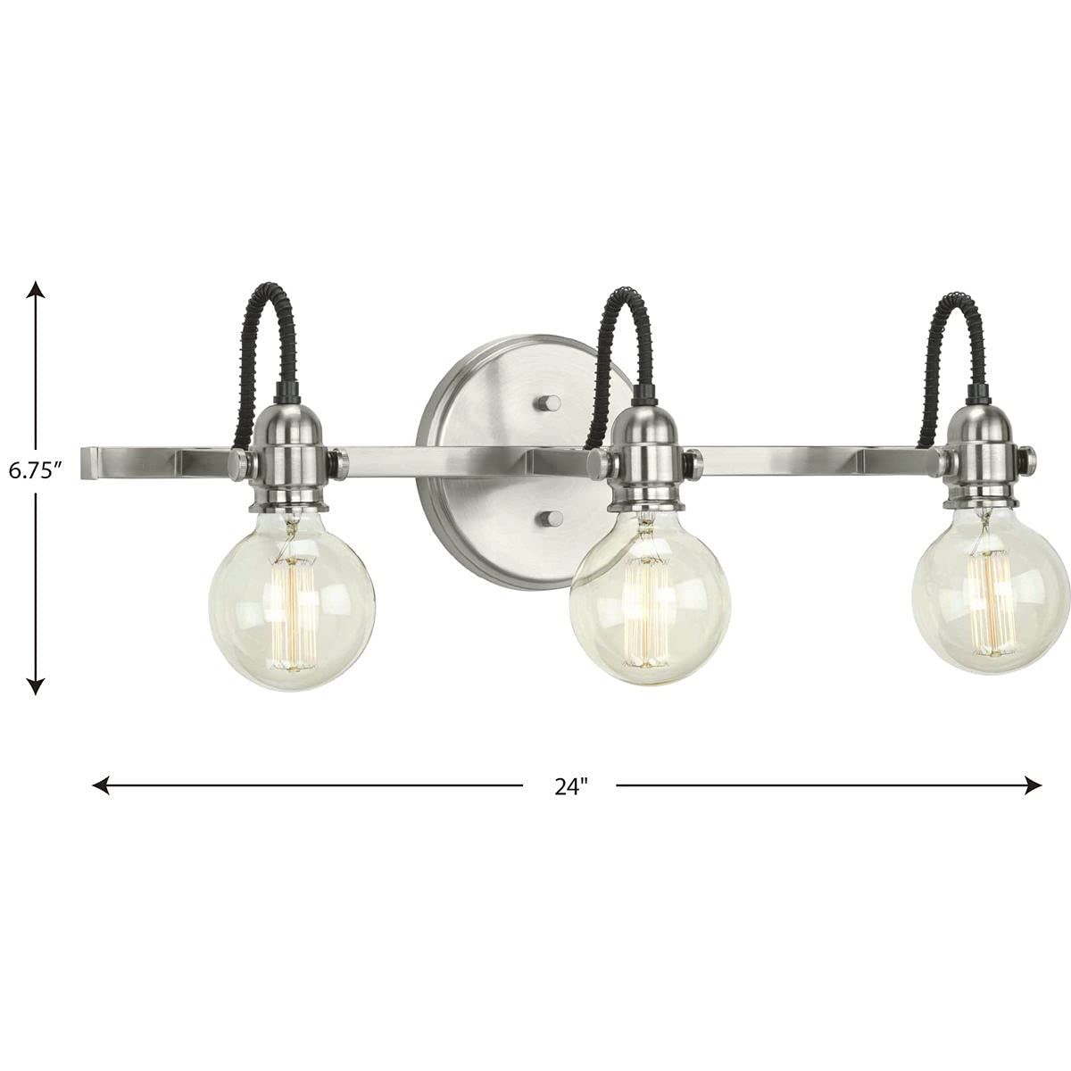 Progress Lighting Axle Collection 3-Light Brushed Nickel Vintage Bathroom Vanity Light Fixture - Perfect for Bathroom, Powder Room, and Dressing Area Lighting