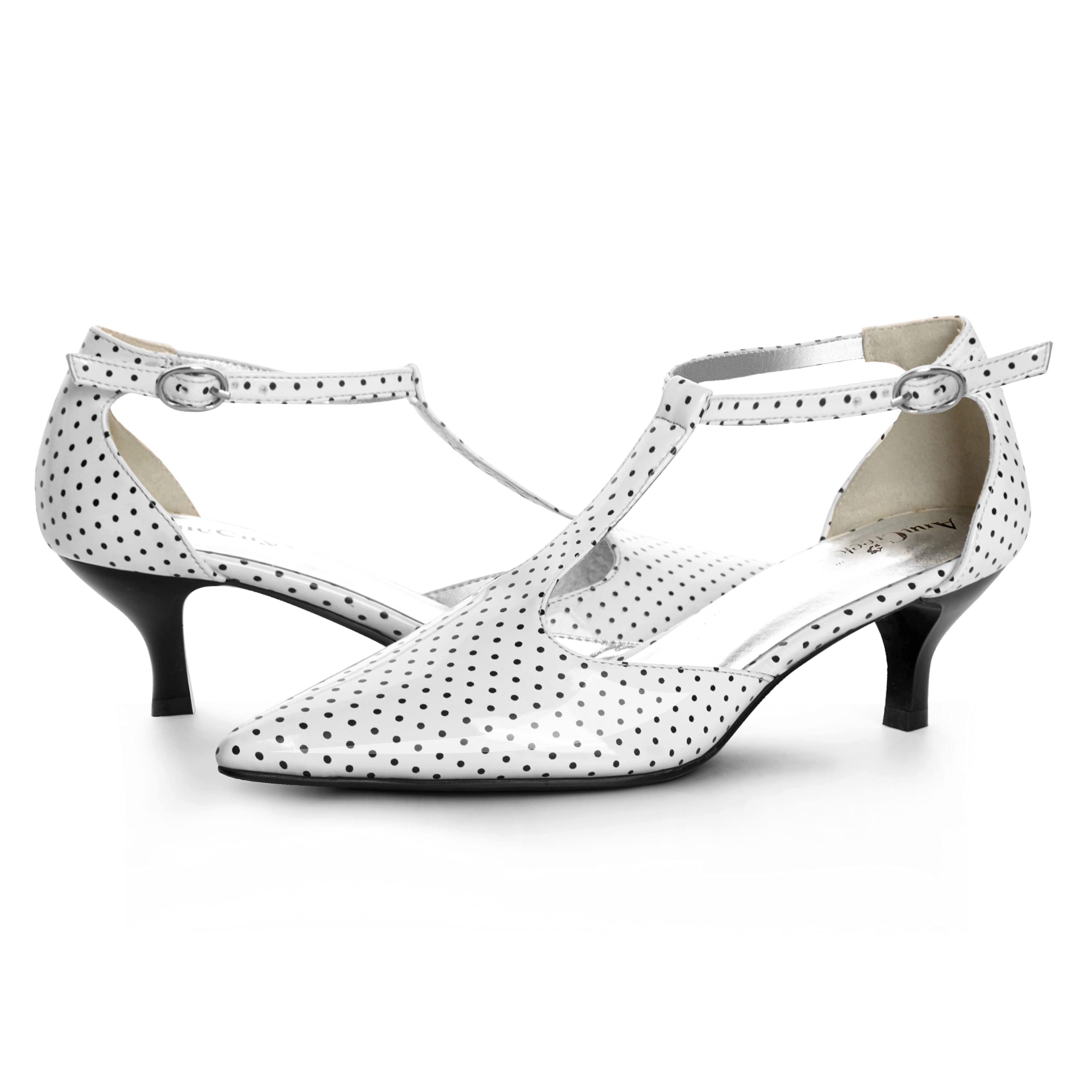 ANN CREEK Women's 'Merida' Sandals - Kitten Heel T-Strap Dress Pumps with Patent PU Leather for Wedding, Party & Office Wear - Comfortable Women's Dress Shoes for Formal Occasions