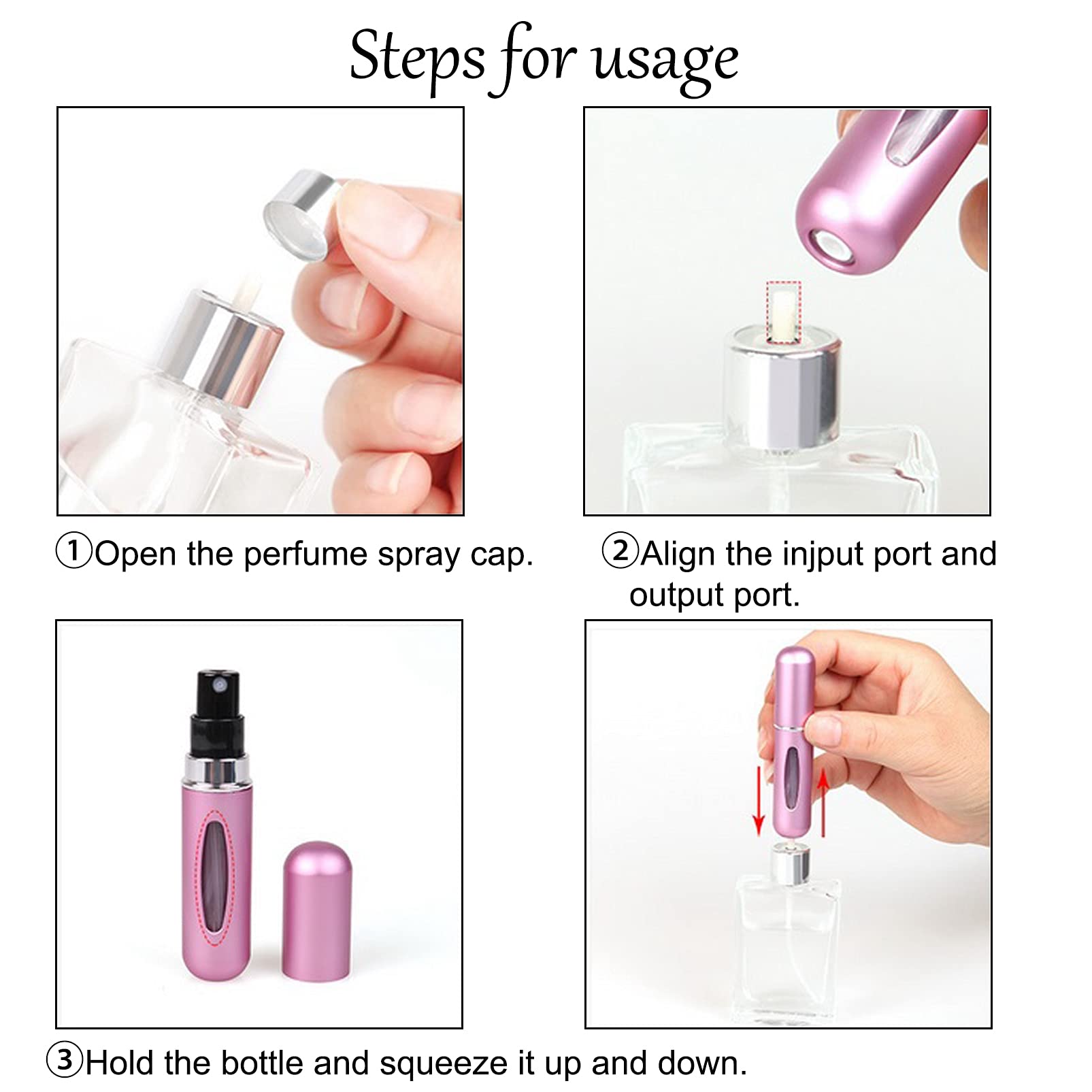 Portable Mini Refillable Perfume Atomizer - 5ml Empty Travel Spray Bottles (4 Pack) - Leak-Proof Scent Pump Case for On-The-Go Perfume Refills - Perfect for Travel, Gym, Office & Daily Touch-Ups